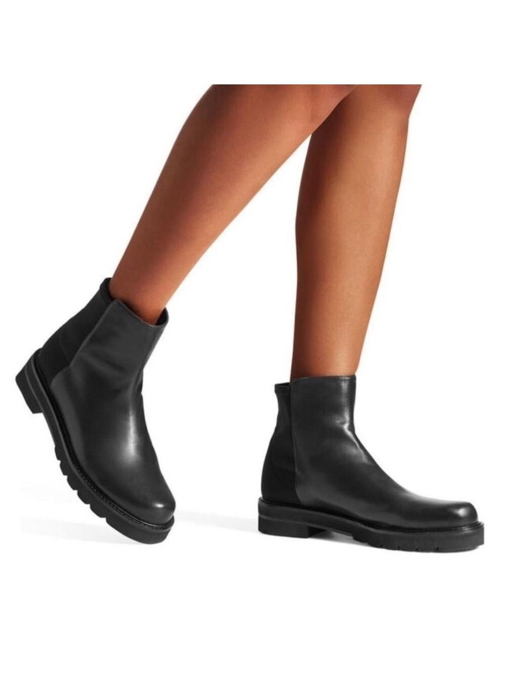 Stuart Weitzman 5050 Lift Black Leather Booties - new